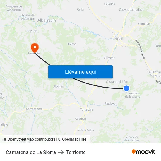 Camarena de La Sierra to Terriente map