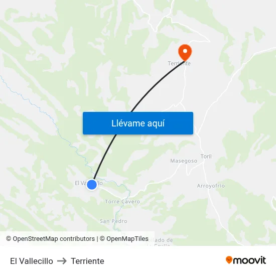 El Vallecillo to Terriente map