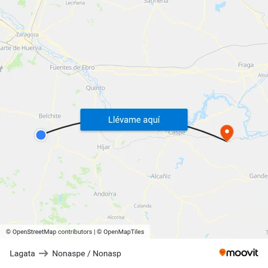 Lagata to Nonaspe / Nonasp map
