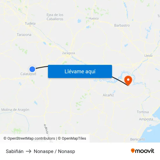 Sabiñán to Nonaspe / Nonasp map