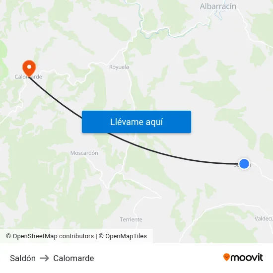 Saldón to Calomarde map