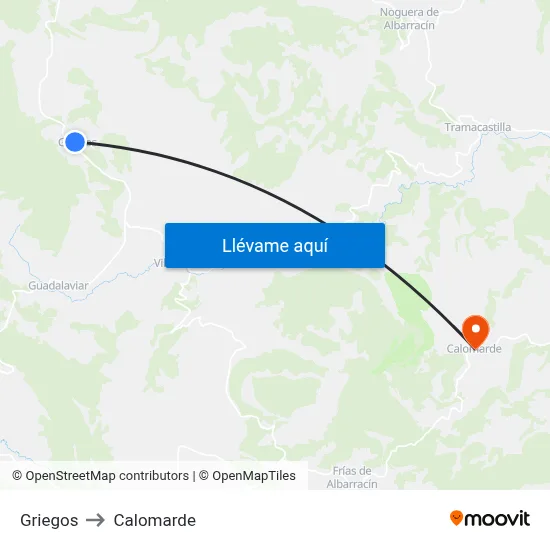 Griegos to Calomarde map