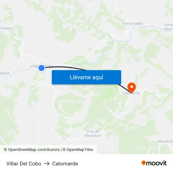 Villar Del Cobo to Calomarde map