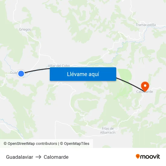 Guadalaviar to Calomarde map