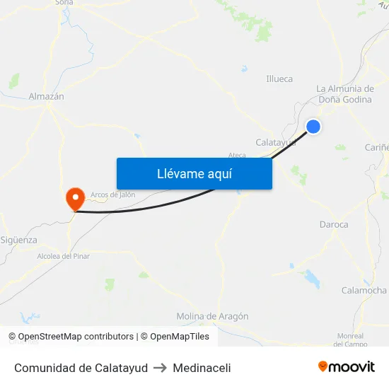 Comunidad de Calatayud to Medinaceli map