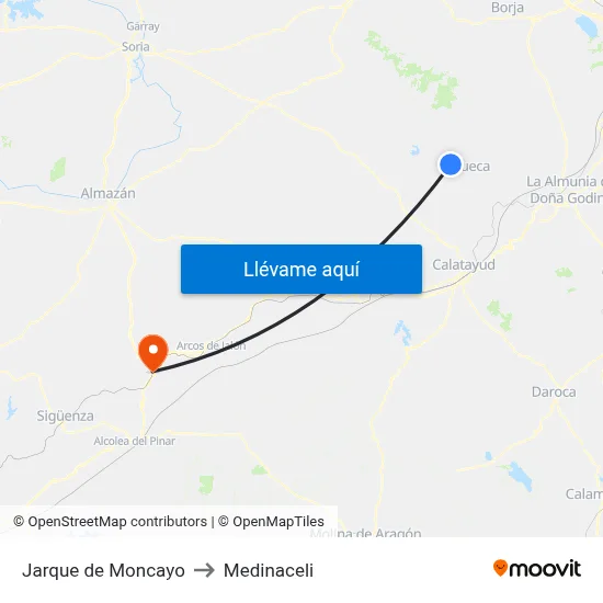 Jarque de Moncayo to Medinaceli map