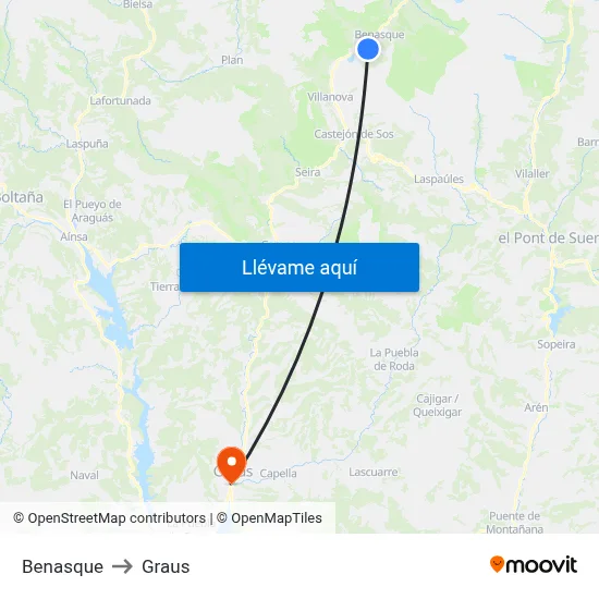Benasque to Graus map