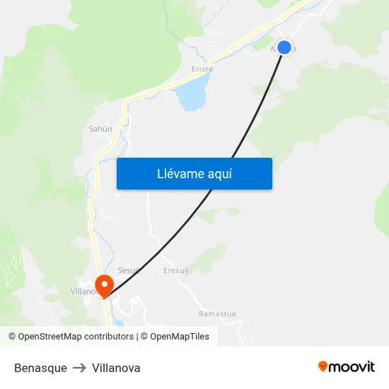 Benasque to Villanova map