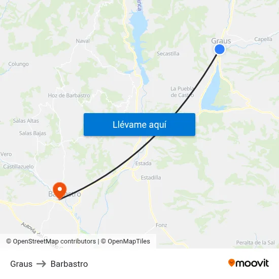 Graus to Barbastro map