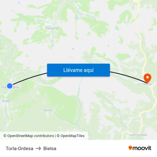 Torla-Ordesa to Bielsa map