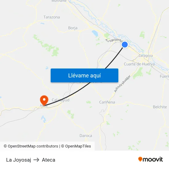 La Joyosaj to Ateca map