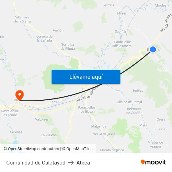 Comunidad de Calatayud to Ateca map