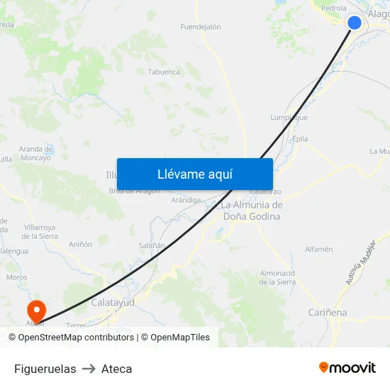 Figueruelas to Ateca map