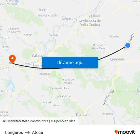 Longares to Ateca map