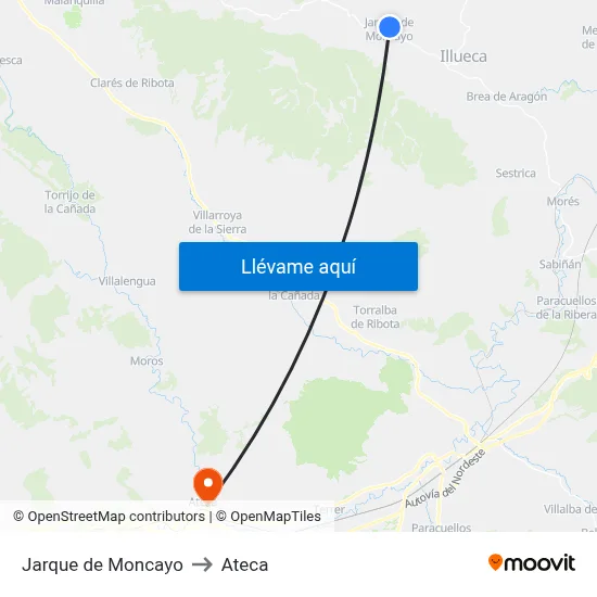 Jarque de Moncayo to Ateca map