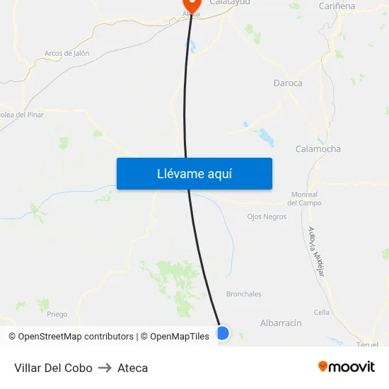 Villar Del Cobo to Ateca map