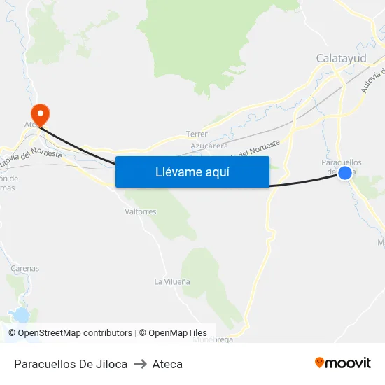 Paracuellos De Jiloca to Ateca map