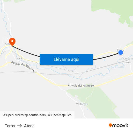 Terrer to Ateca map