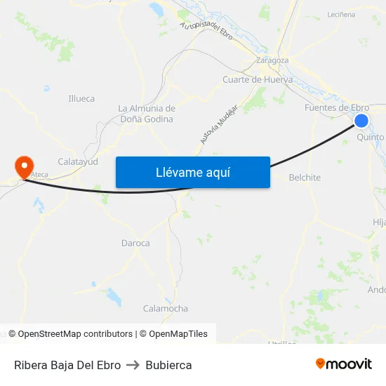 Ribera Baja Del Ebro to Bubierca map