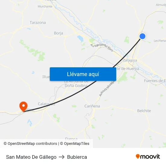 San Mateo De Gállego to Bubierca map