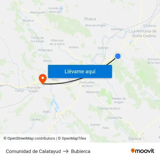 Comunidad de Calatayud to Bubierca map