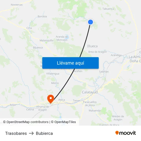 Trasobares to Bubierca map