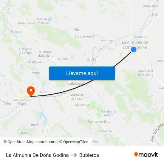 La Almunia De Doña Godina to Bubierca map