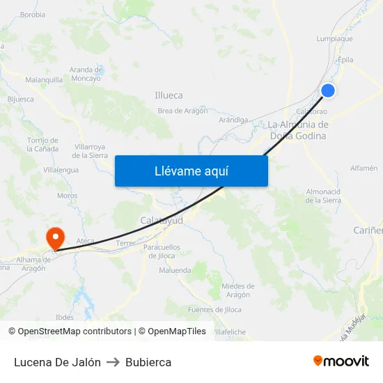 Lucena De Jalón to Bubierca map
