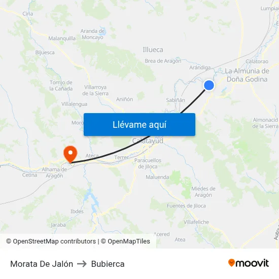 Morata De Jalón to Bubierca map