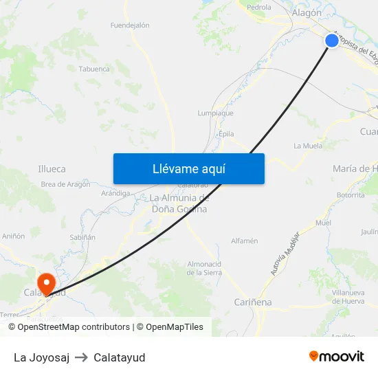 La Joyosaj to Calatayud map