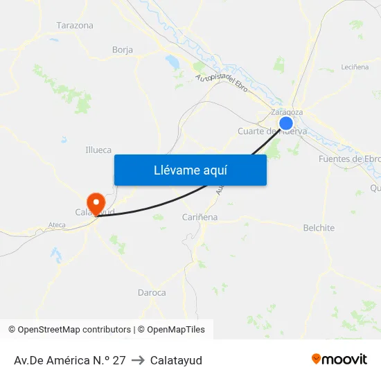 Av.De América N.º 27 to Calatayud map