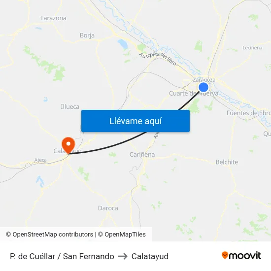 P. de Cuéllar / San Fernando to Calatayud map