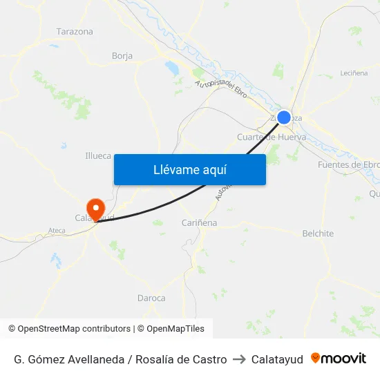 G. Gómez Avellaneda / Rosalía de Castro to Calatayud map