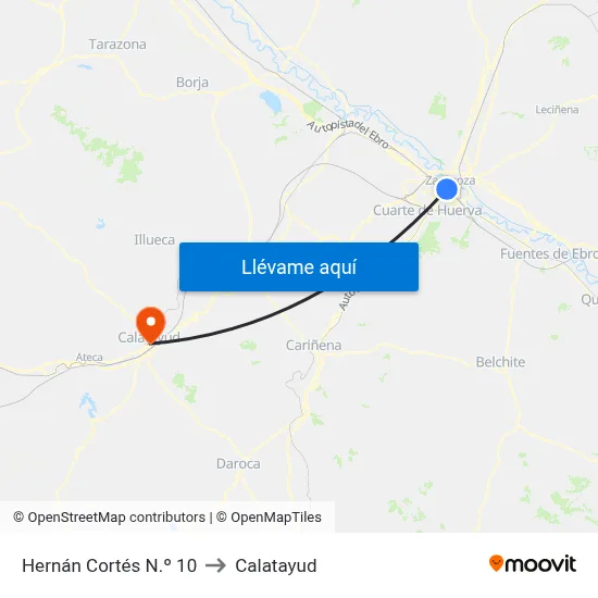 Hernán Cortés N.º 10 to Calatayud map