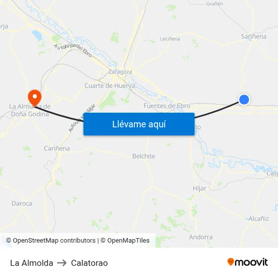 La Almolda to Calatorao map