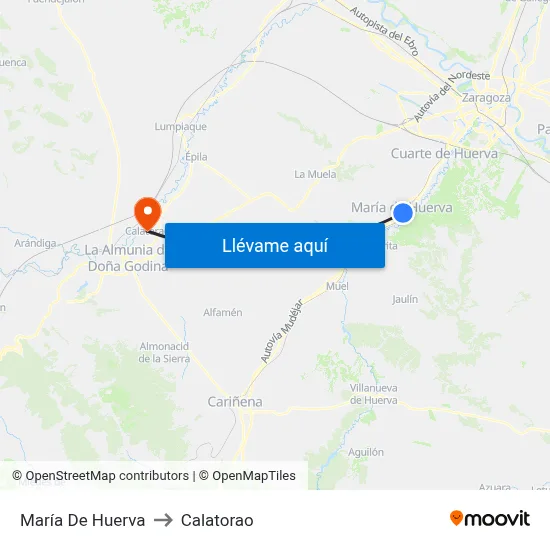 María De Huerva to Calatorao map