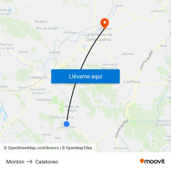 Montón to Calatorao map