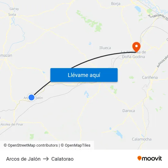 Arcos de Jalón to Calatorao map