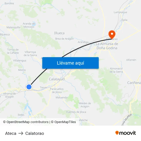 Ateca to Calatorao map