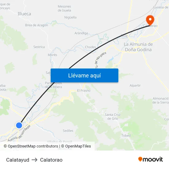 Calatayud to Calatorao map
