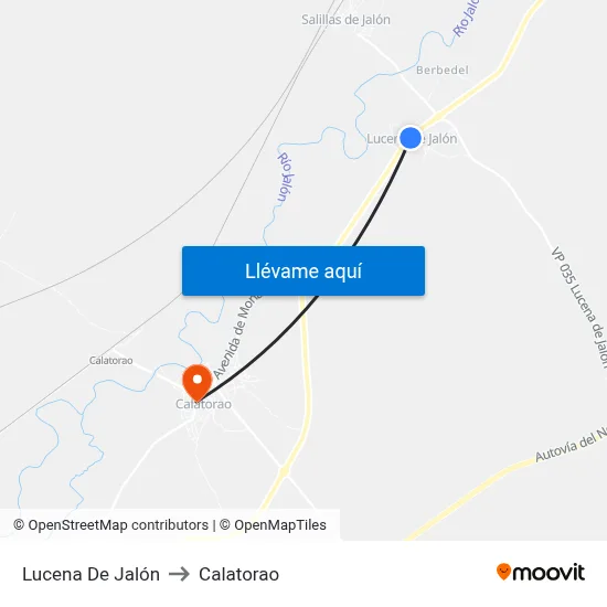 Lucena De Jalón to Calatorao map
