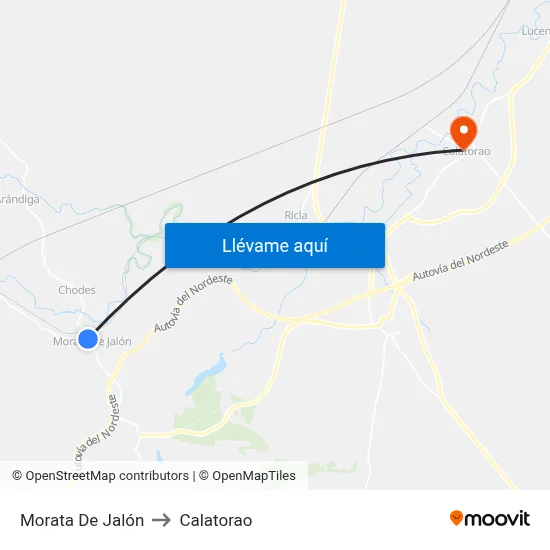 Morata De Jalón to Calatorao map
