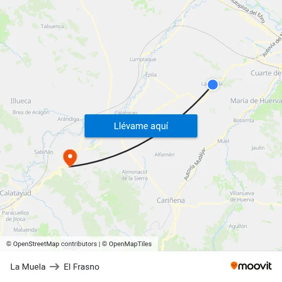 La Muela to El Frasno map