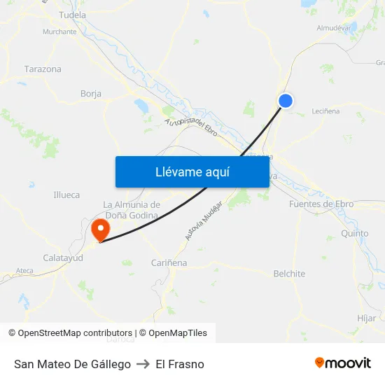 San Mateo De Gállego to El Frasno map