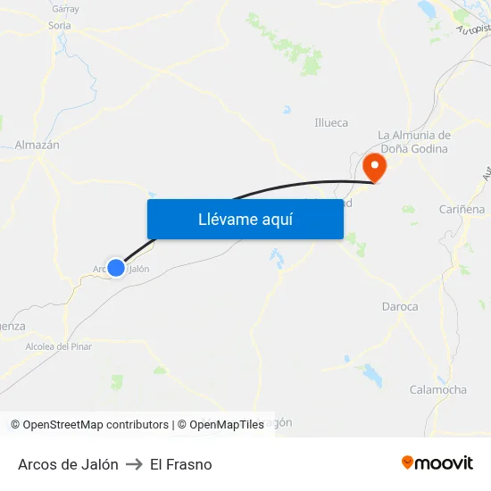 Arcos de Jalón to El Frasno map