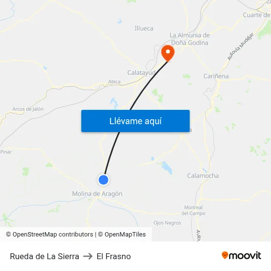 Rueda de La Sierra to El Frasno map
