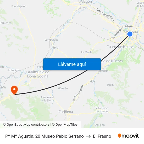 Pº Mª Agustín, 20 Museo Pablo Serrano to El Frasno map