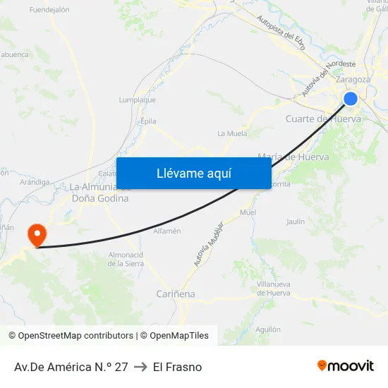 Av.De América N.º 27 to El Frasno map