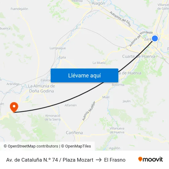 Av. de Cataluña N.º 74 / Plaza Mozart to El Frasno map
