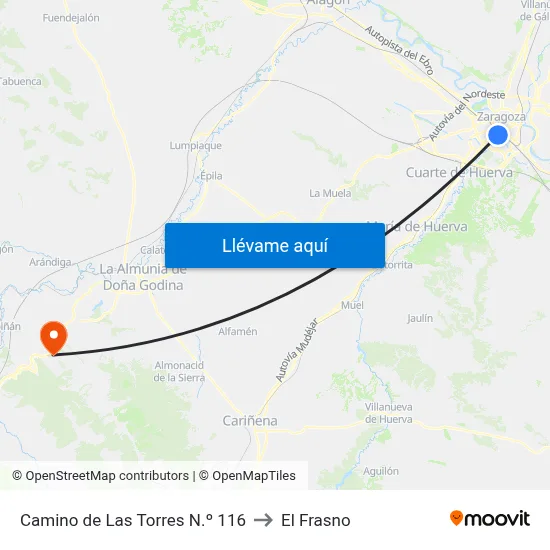 Camino de Las Torres N.º 116 to El Frasno map